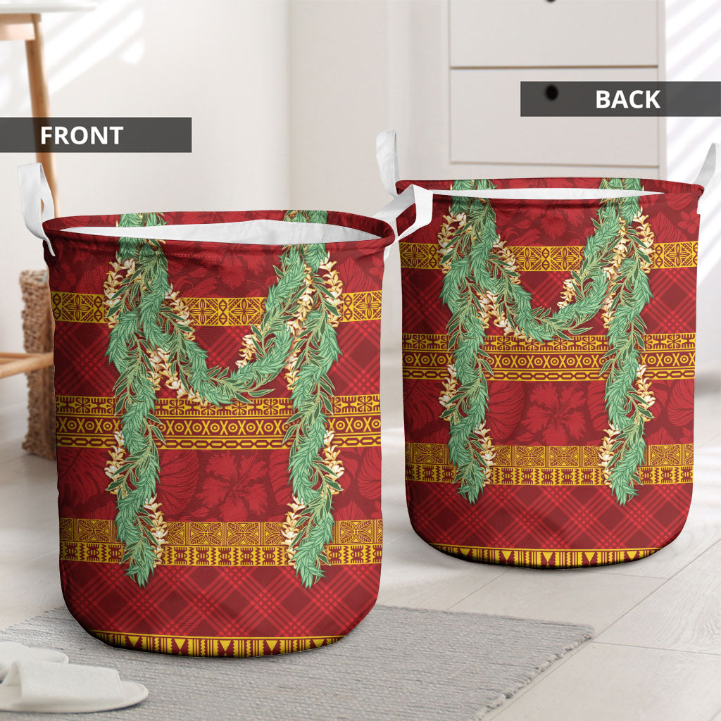 Hawai'i Paniolo Maile Twisted Lei Laundry Basket Hilo Royal Red LT7 - Polynesian Pride