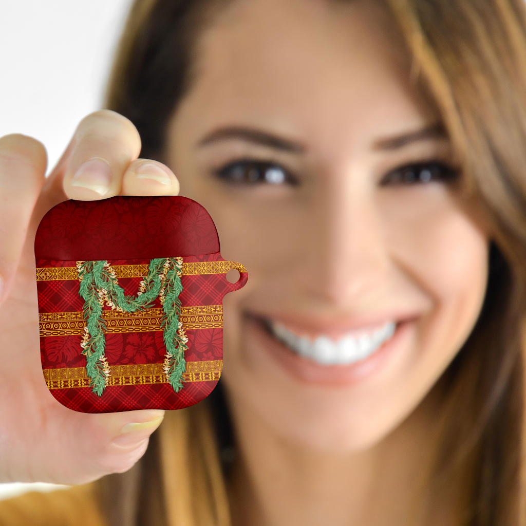 Hawai'i Paniolo Maile Twisted Lei AirPods Case Hilo Royal Red LT7 - Polynesian Pride