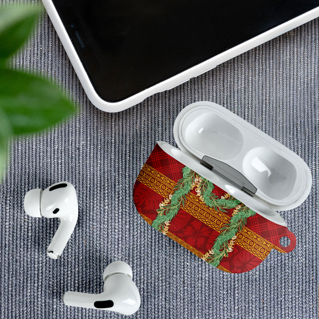 Hawai'i Paniolo Maile Twisted Lei AirPods Case Hilo Royal Red LT7 - Polynesian Pride