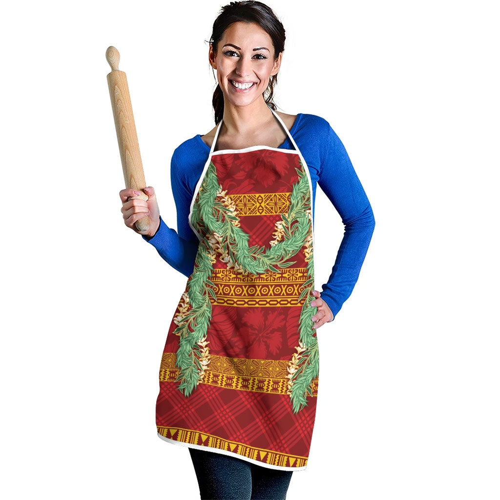 Hawai'i Paniolo Maile Twisted Lei Apron Hilo Royal Red LT7 - Polynesian Pride