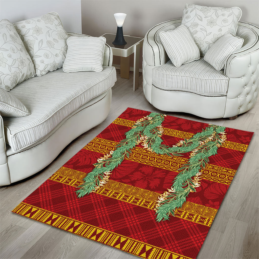 Hawai'i Paniolo Maile Twisted Lei Area Rug Hilo Royal Red LT7 - Polynesian Pride