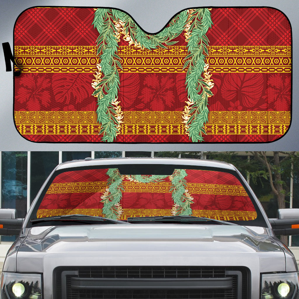 Hawai'i Paniolo Maile Twisted Lei Auto Sun Shade Hilo Royal Red LT7 Red - Polynesian Pride