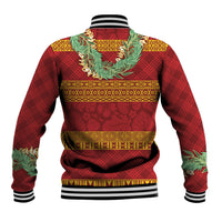 Hawai'i Paniolo Maile Twisted Lei Baseball Jacket Hilo Royal Red LT7 - Polynesian Pride