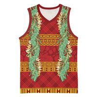 Hawai'i Paniolo Maile Twisted Lei Basketball Jersey Hilo Royal Red LT7 Unisex Red - Polynesian Pride