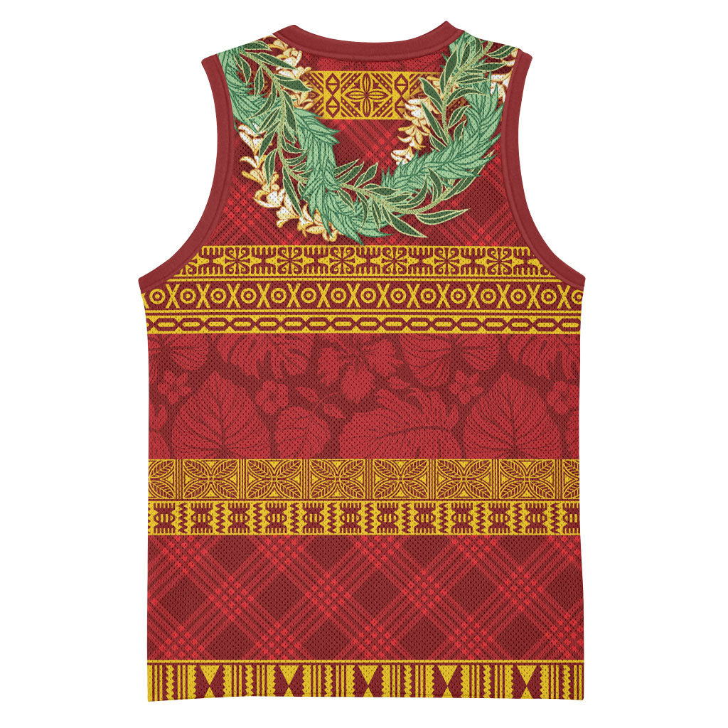 Hawai'i Paniolo Maile Twisted Lei Basketball Jersey Hilo Royal Red LT7 - Polynesian Pride