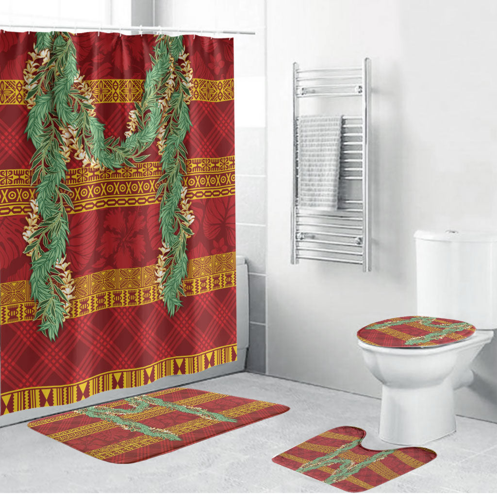 Hawai'i Paniolo Maile Twisted Lei Bathroom Set Hilo Royal Red