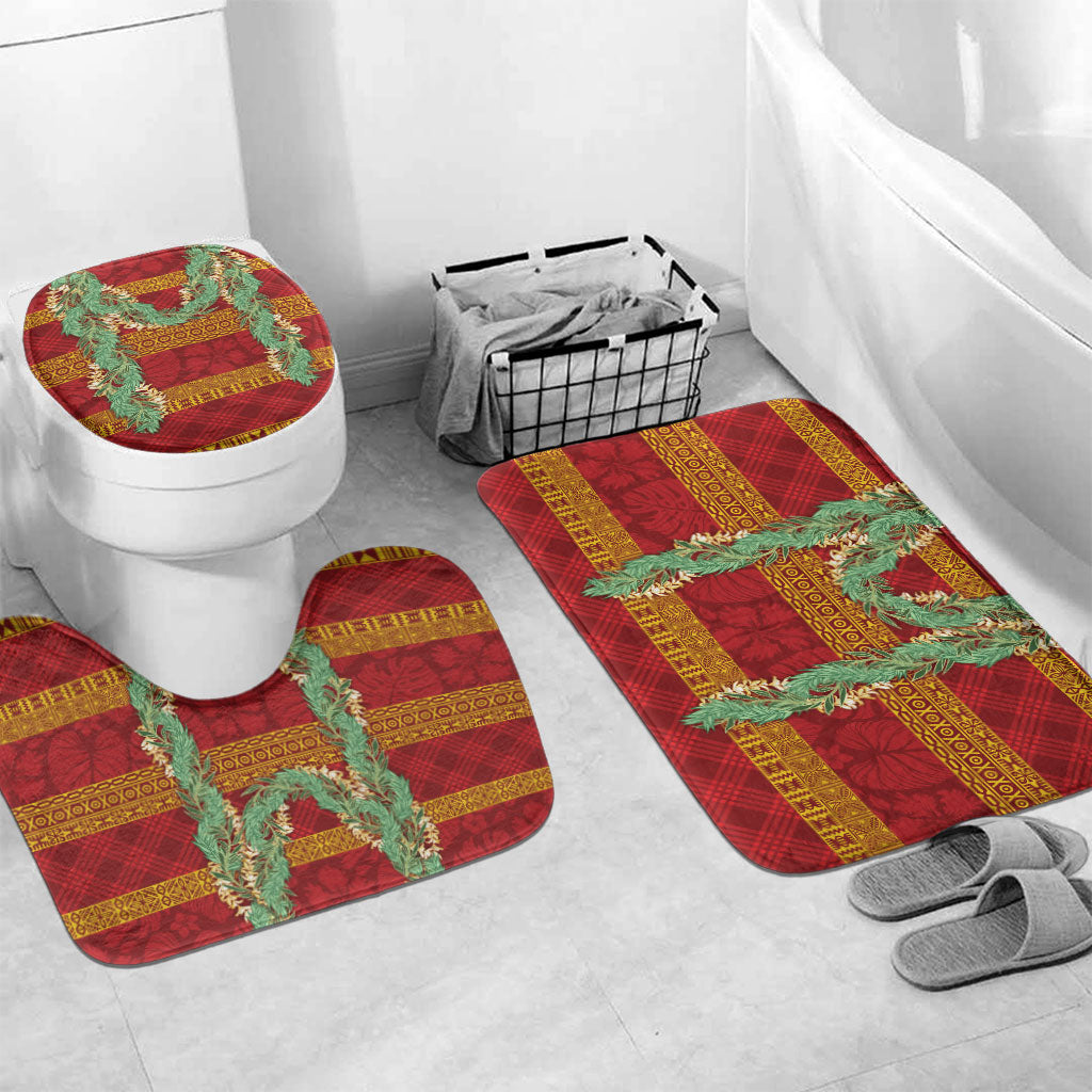 Hawai'i Paniolo Maile Twisted Lei Bathroom Set Hilo Royal Red LT7 Mat Set Only (3 pcs) One Size Red - Polynesian Pride