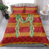 Hawai'i Paniolo Maile Twisted Lei Bedding Set Hilo Royal Red LT7 - Polynesian Pride
