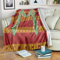 Hawai'i Paniolo Maile Twisted Lei Blanket Hilo Royal Red LT7 Red - Polynesian Pride