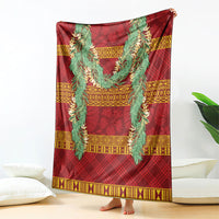 Hawai'i Paniolo Maile Twisted Lei Blanket Hilo Royal Red LT7 - Polynesian Pride