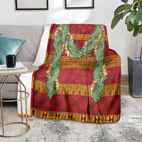 Hawai'i Paniolo Maile Twisted Lei Blanket Hilo Royal Red LT7 - Polynesian Pride