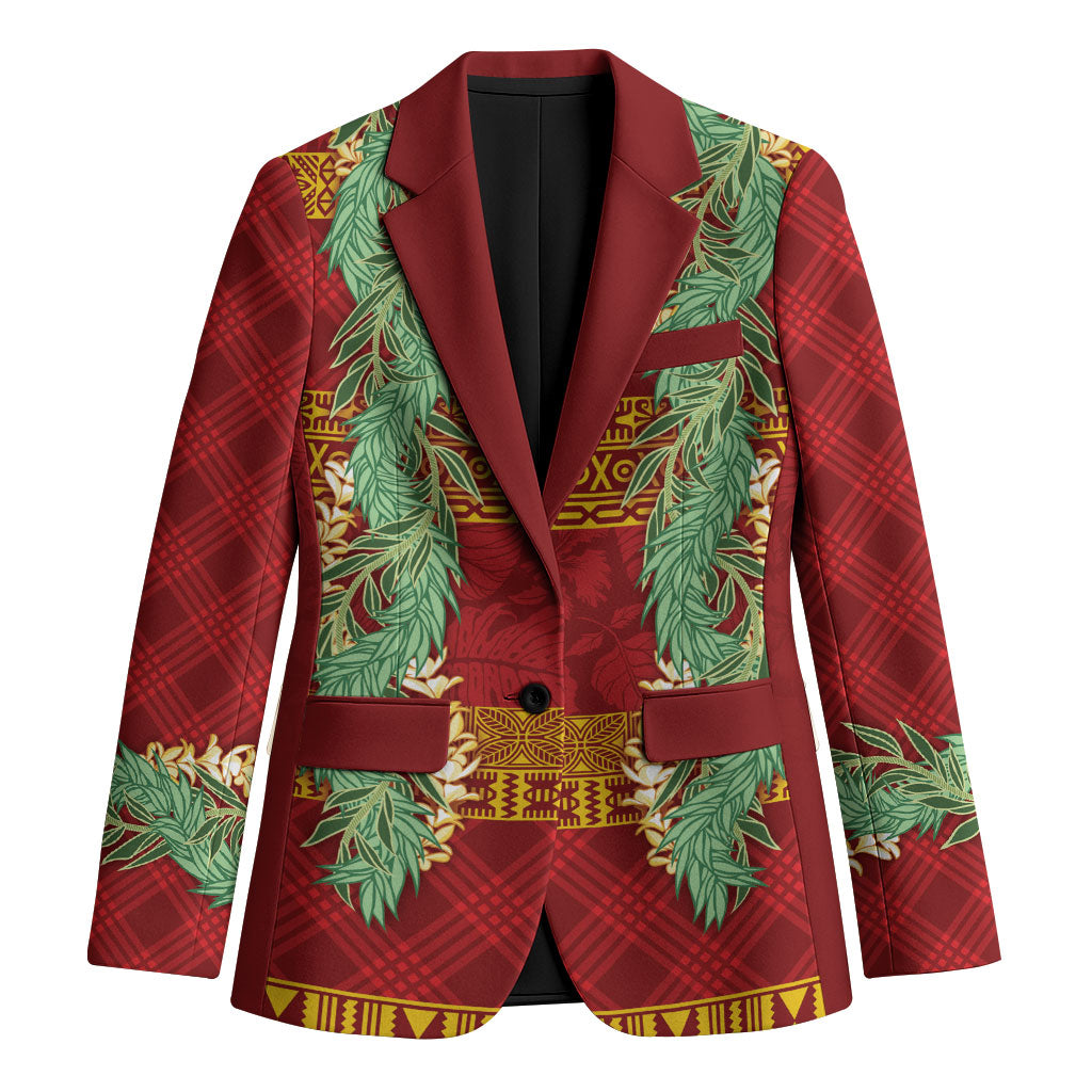 Hawai'i Paniolo Maile Twisted Lei Blazer Hilo Royal Red LT7 Unisex Red - Polynesian Pride