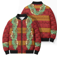 Hawai'i Paniolo Maile Twisted Lei Bomber Puffer Jacket Hilo Royal Red LT7 - Polynesian Pride