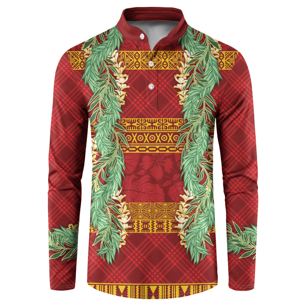 Hawai'i Paniolo Maile Twisted Lei Button Sweatshirt Hilo Royal Red LT7 Red - Polynesian Pride