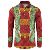 Hawai'i Paniolo Maile Twisted Lei Button Sweatshirt Hilo Royal Red LT7 Red - Polynesian Pride