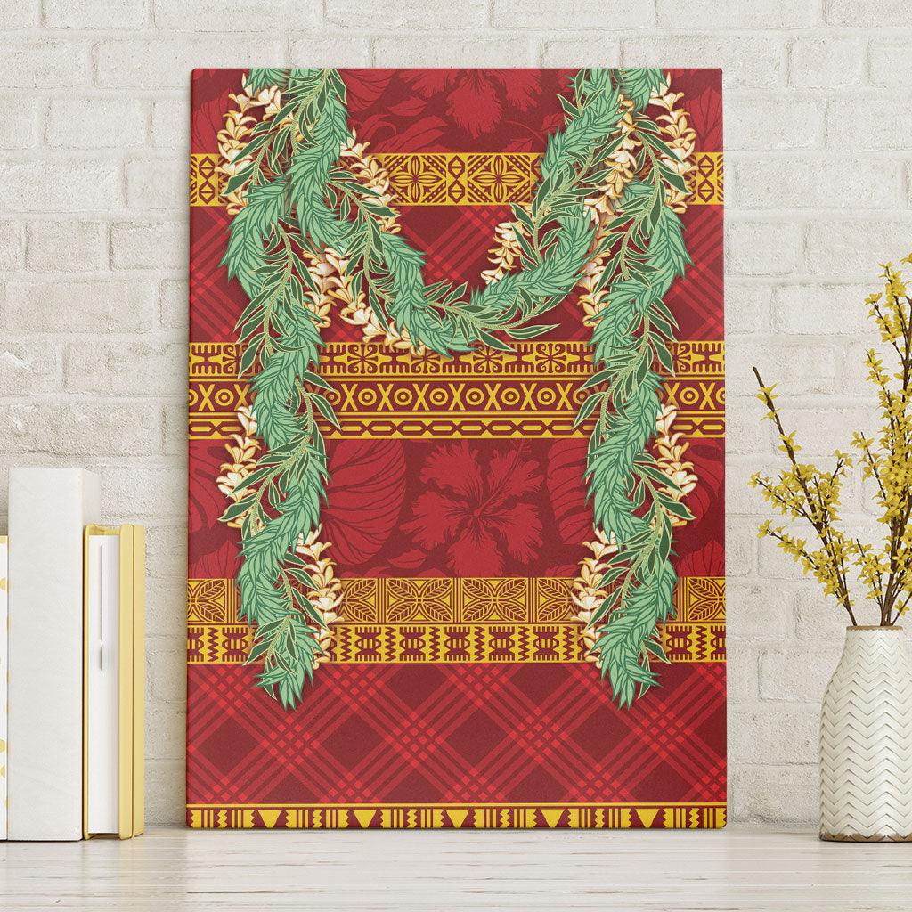 Hawai'i Paniolo Maile Twisted Lei Canvas Wall Art Hilo Royal Red LT7 Without Frame Red - Polynesian Pride