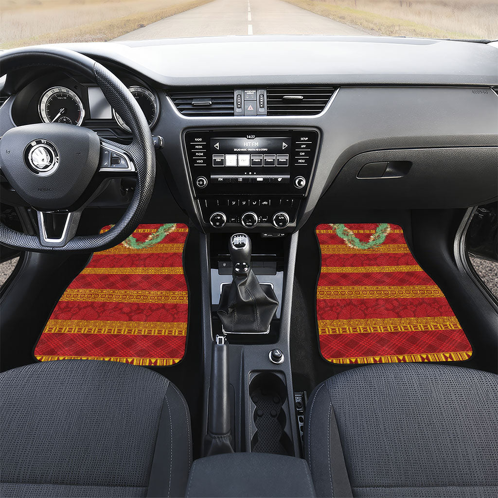 Hawai'i Paniolo Maile Twisted Lei Car Mats Hilo Royal Red LT7 Set 2pcs - Front Red - Polynesian Pride