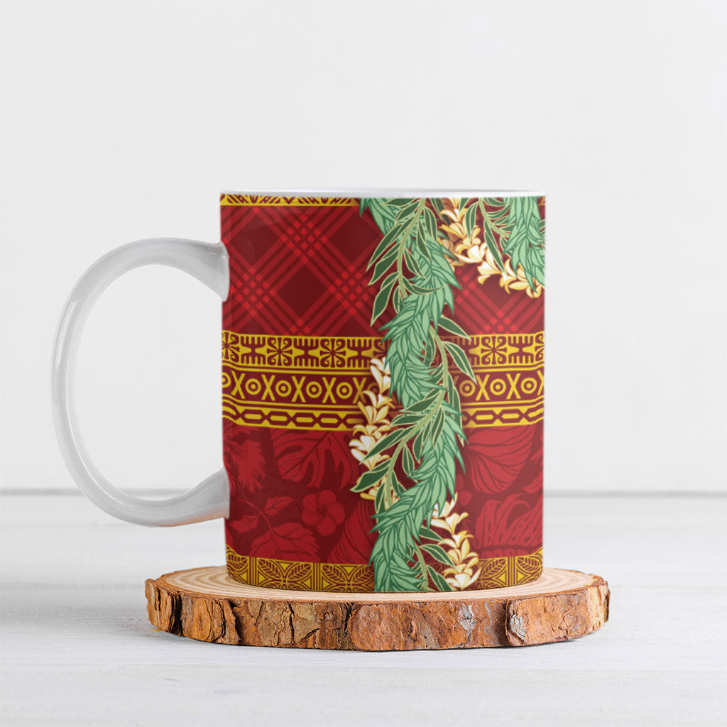 Hawai'i Paniolo Maile Twisted Lei Ceramic Mug Hilo Royal Red LT7 Red - Polynesian Pride