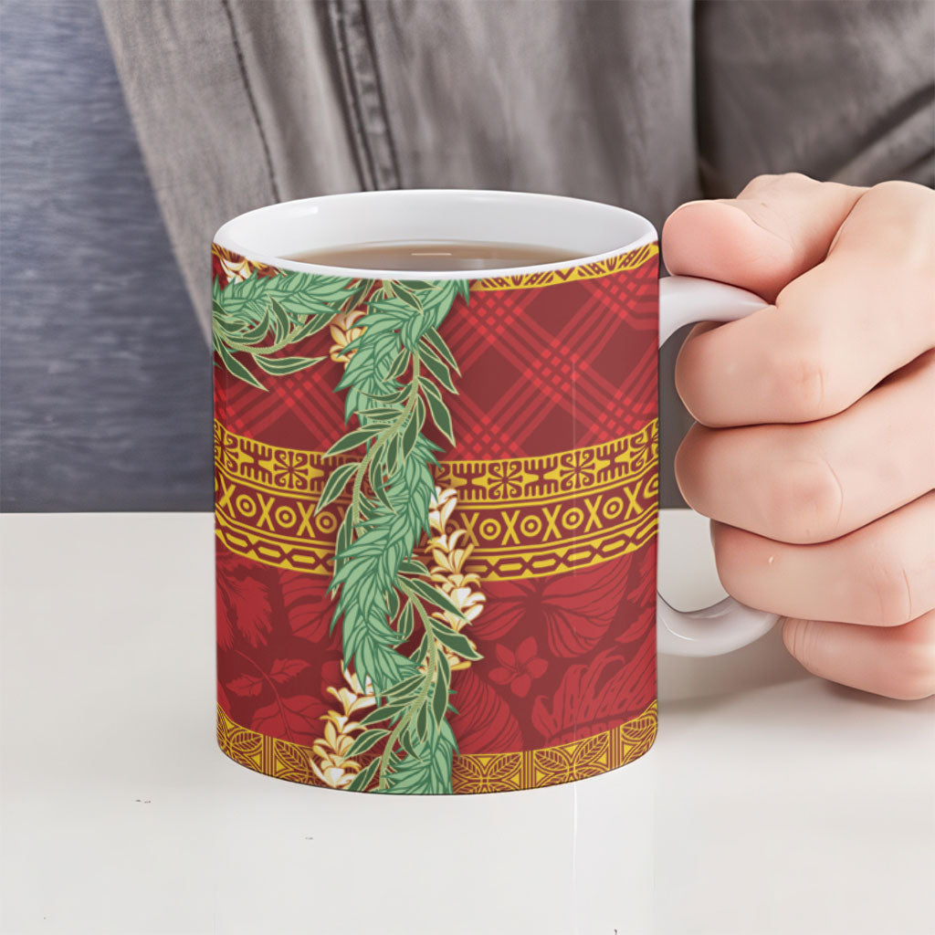 Hawai'i Paniolo Maile Twisted Lei Ceramic Mug Hilo Royal Red LT7 - Polynesian Pride