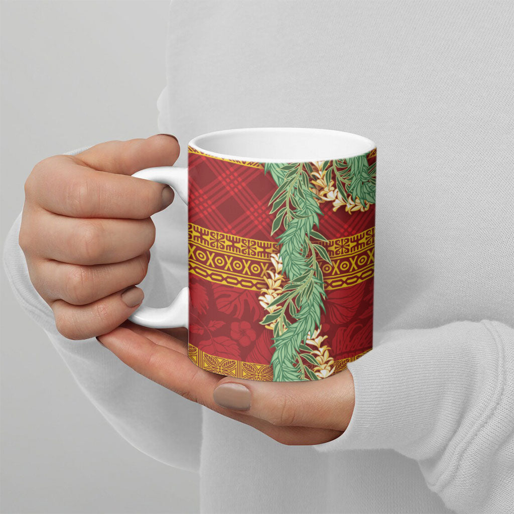 Hawai'i Paniolo Maile Twisted Lei Ceramic Mug Hilo Royal Red LT7 - Polynesian Pride
