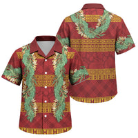 Hawai'i Paniolo Maile Twisted Lei Family Matching Tank Maxi Dress and Hawaiian Shirt Hilo Royal Red LT7 Son's Shirt Red - Polynesian Pride