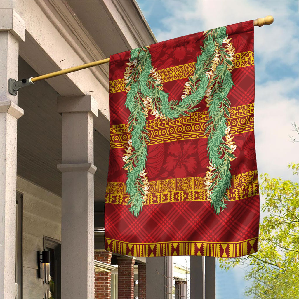 Hawai'i Paniolo Maile Twisted Lei Garden Flag Hilo Royal Red