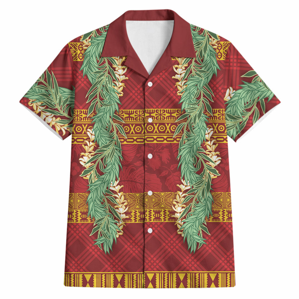 Hawai'i Paniolo Maile Twisted Lei Hawaiian Shirt Hilo Royal Red LT7 Red - Polynesian Pride