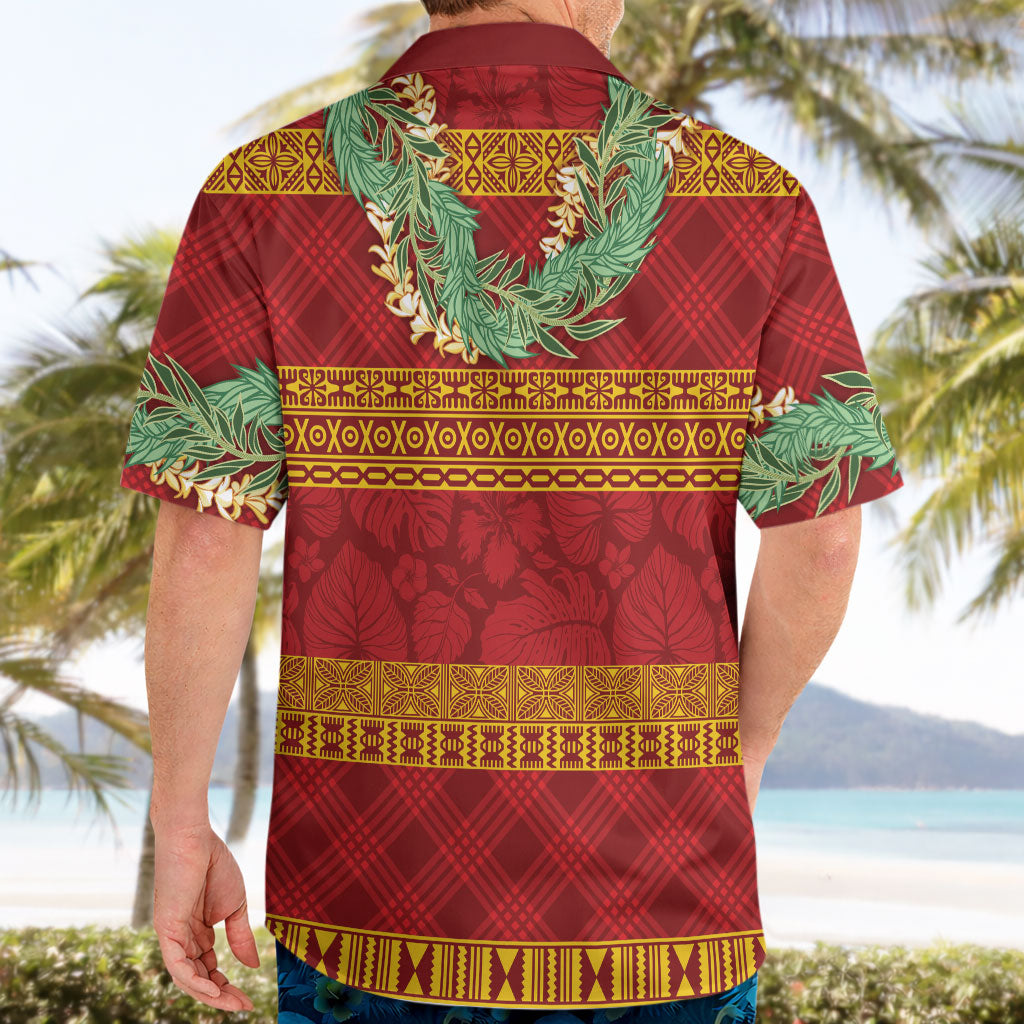 Hawai'i Paniolo Maile Twisted Lei Hawaiian Shirt Hilo Royal Red LT7 - Polynesian Pride