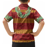 Hawai'i Paniolo Maile Twisted Lei Hawaiian Shirt Hilo Royal Red LT7 - Polynesian Pride
