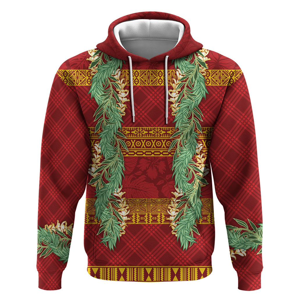 Hawai'i Paniolo Maile Twisted Lei Hoodie Hilo Royal Red LT7 Pullover Hoodie Red - Polynesian Pride
