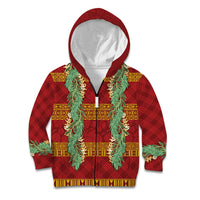 Hawai'i Paniolo Maile Twisted Lei Kid Hoodie Hilo Royal Red LT7 Zip Hoodie Red - Polynesian Pride