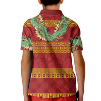 Hawai'i Paniolo Maile Twisted Lei Kid Polo Shirt Hilo Royal Red LT7 - Polynesian Pride