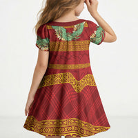 Hawai'i Paniolo Maile Twisted Lei Kid Short Sleeve Dress Hilo Royal Red LT7 - Polynesian Pride