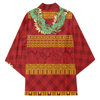 Hawai'i Paniolo Maile Twisted Lei Kimono Hilo Royal Red LT7 - Polynesian Pride