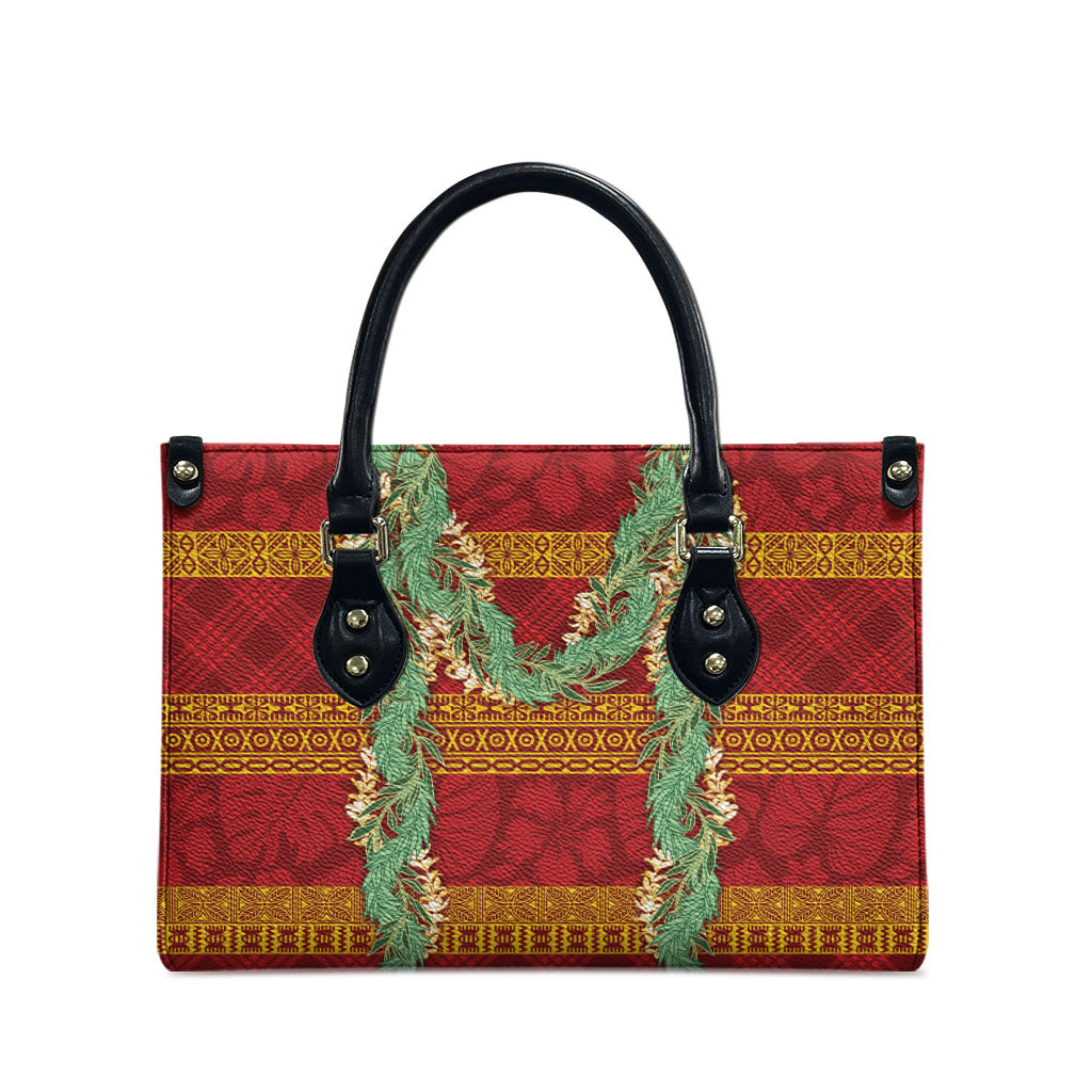 Hawai'i Paniolo Maile Twisted Lei Leather Bag Hilo Royal Red LT7 - Polynesian Pride