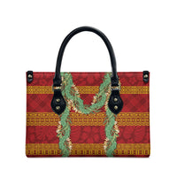 Hawai'i Paniolo Maile Twisted Lei Leather Bag Hilo Royal Red LT7 - Polynesian Pride