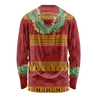 Hawai'i Paniolo Maile Twisted Lei Long Sleeve Shirt Hilo Royal Red LT7 - Polynesian Pride