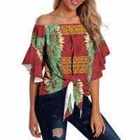 Hawai'i Paniolo Maile Twisted Lei Off Shoulder Wrap Waist Top Hilo Royal Red LT7 Red - Polynesian Pride