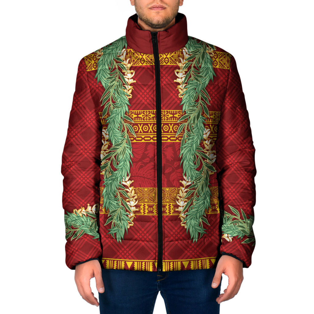 Hawai'i Paniolo Maile Twisted Lei Padded Jacket Hilo Royal Red LT7 Men Red - Polynesian Pride