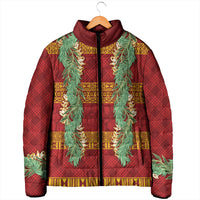 Hawai'i Paniolo Maile Twisted Lei Padded Jacket Hilo Royal Red LT7 - Polynesian Pride