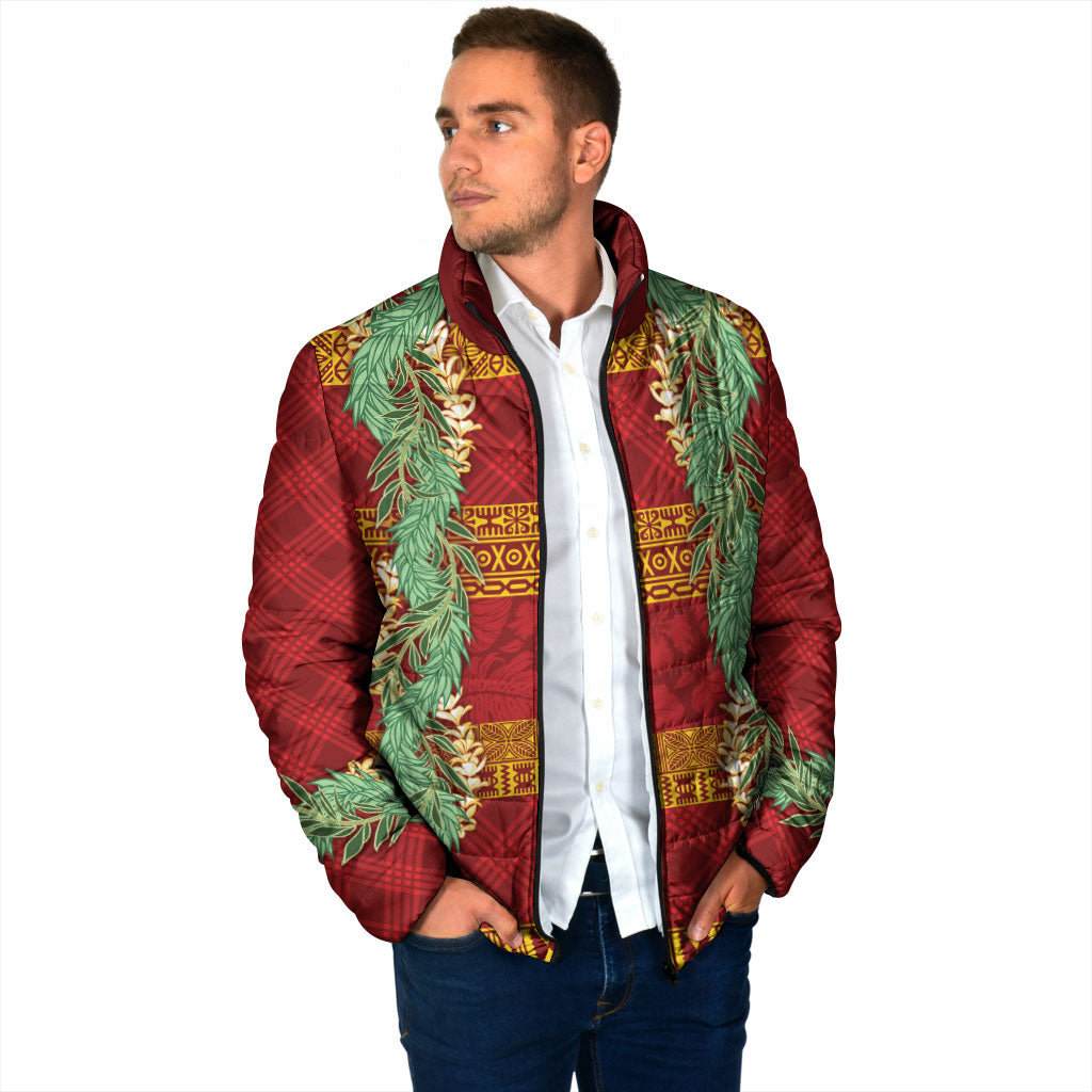 Hawai'i Paniolo Maile Twisted Lei Padded Jacket Hilo Royal Red LT7 - Polynesian Pride