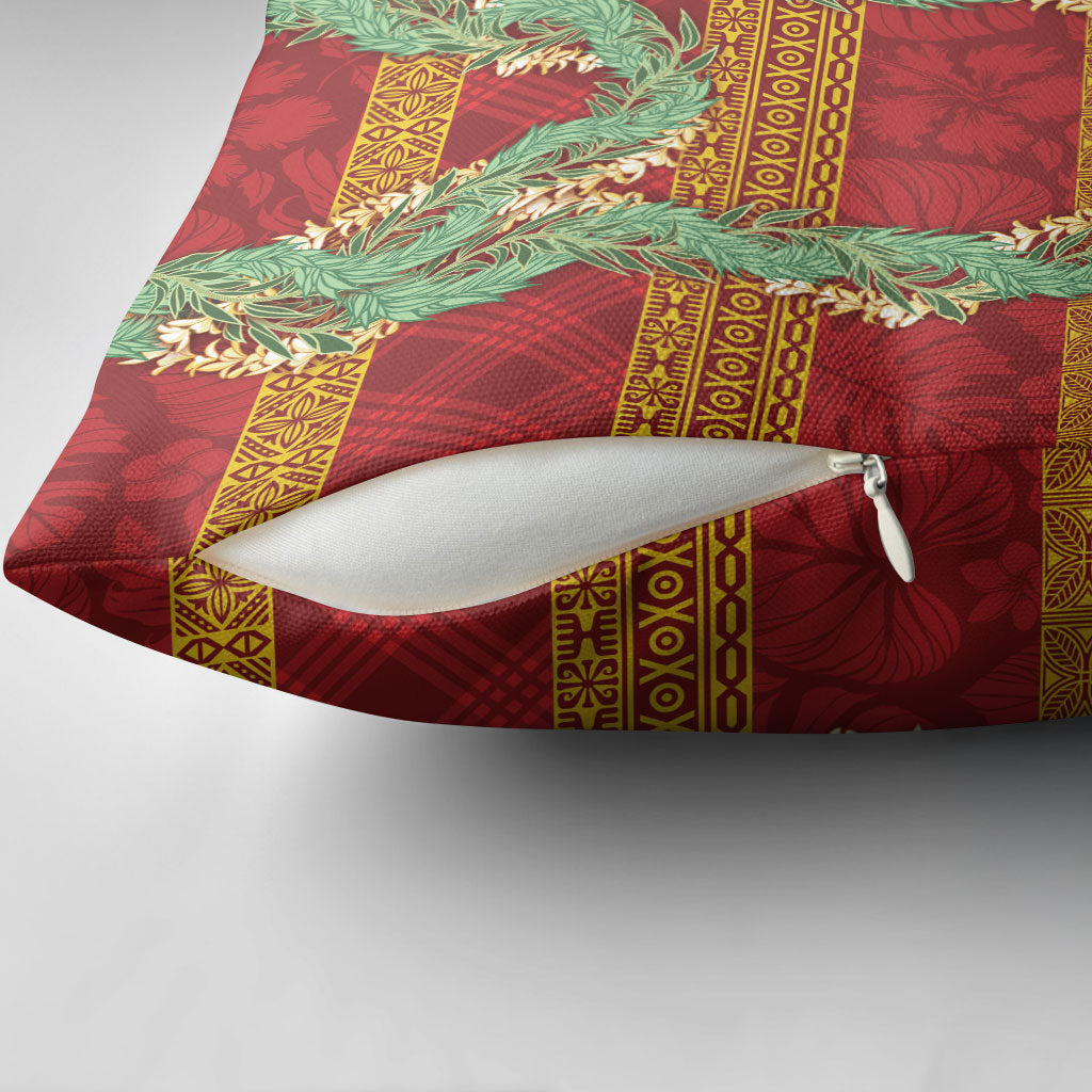 Hawai'i Paniolo Maile Twisted Lei Pillow Cover Hilo Royal Red LT7 - Polynesian Pride