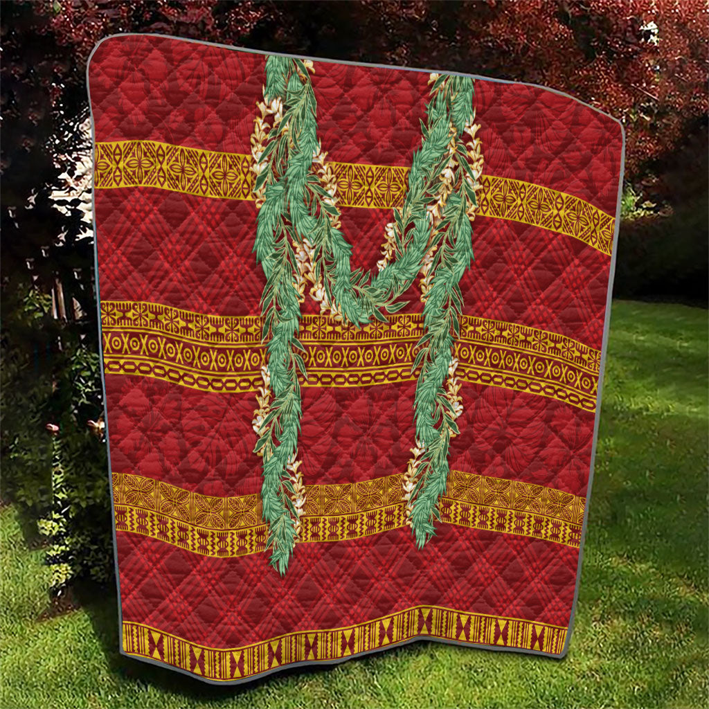 Hawai'i Paniolo Maile Twisted Lei Quilt Hilo Royal Red LT7 - Polynesian Pride