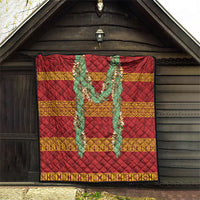Hawai'i Paniolo Maile Twisted Lei Quilt Hilo Royal Red LT7 - Polynesian Pride