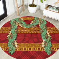 Hawai'i Paniolo Maile Twisted Lei Round Carpet Hilo Royal Red LT7 Red - Polynesian Pride