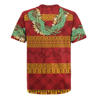 Hawai'i Paniolo Maile Twisted Lei Rugby Jersey Hilo Royal Red LT7 - Polynesian Pride
