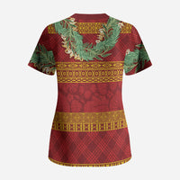 Hawai'i Paniolo Maile Twisted Lei Scrub Top Hilo Royal Red LT7 - Polynesian Pride