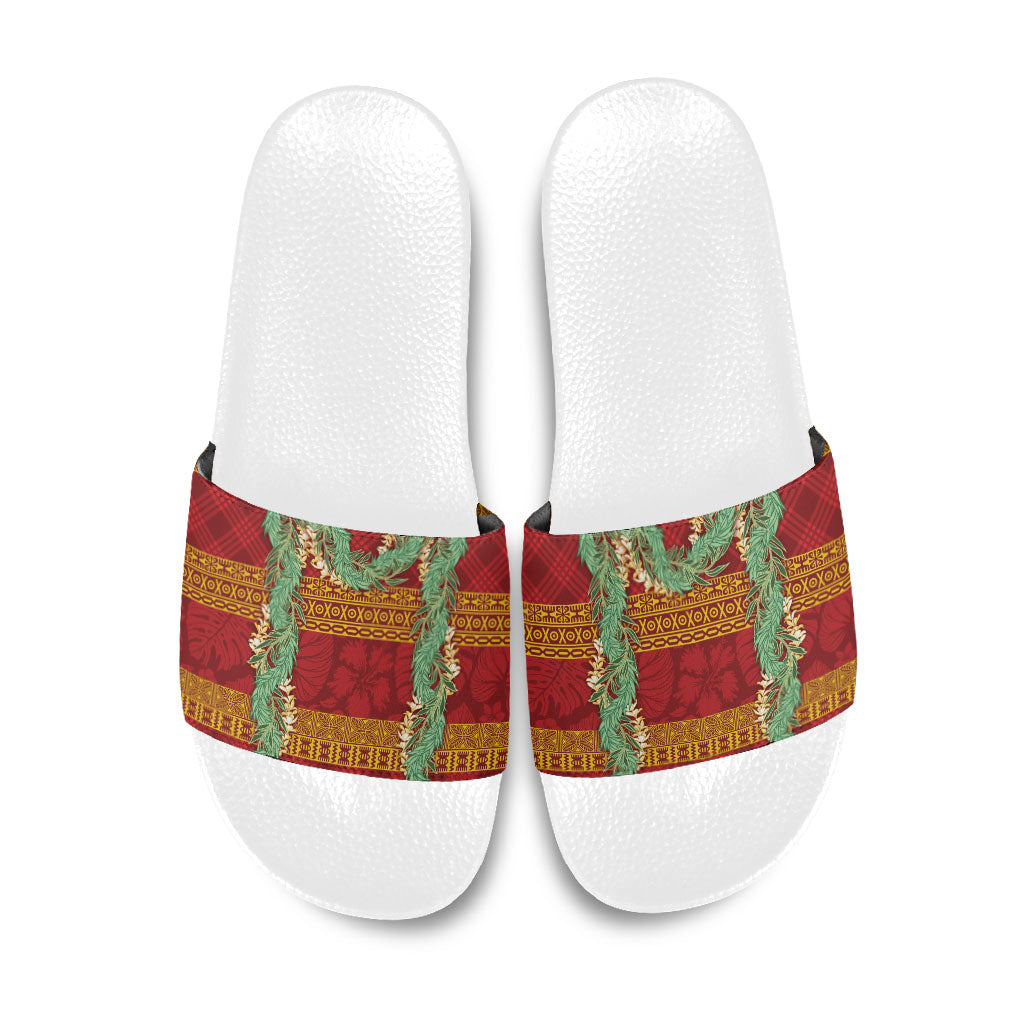 Hawai'i Paniolo Maile Twisted Lei Slide Sandals Hilo Royal Red LT7 Red - Polynesian Pride