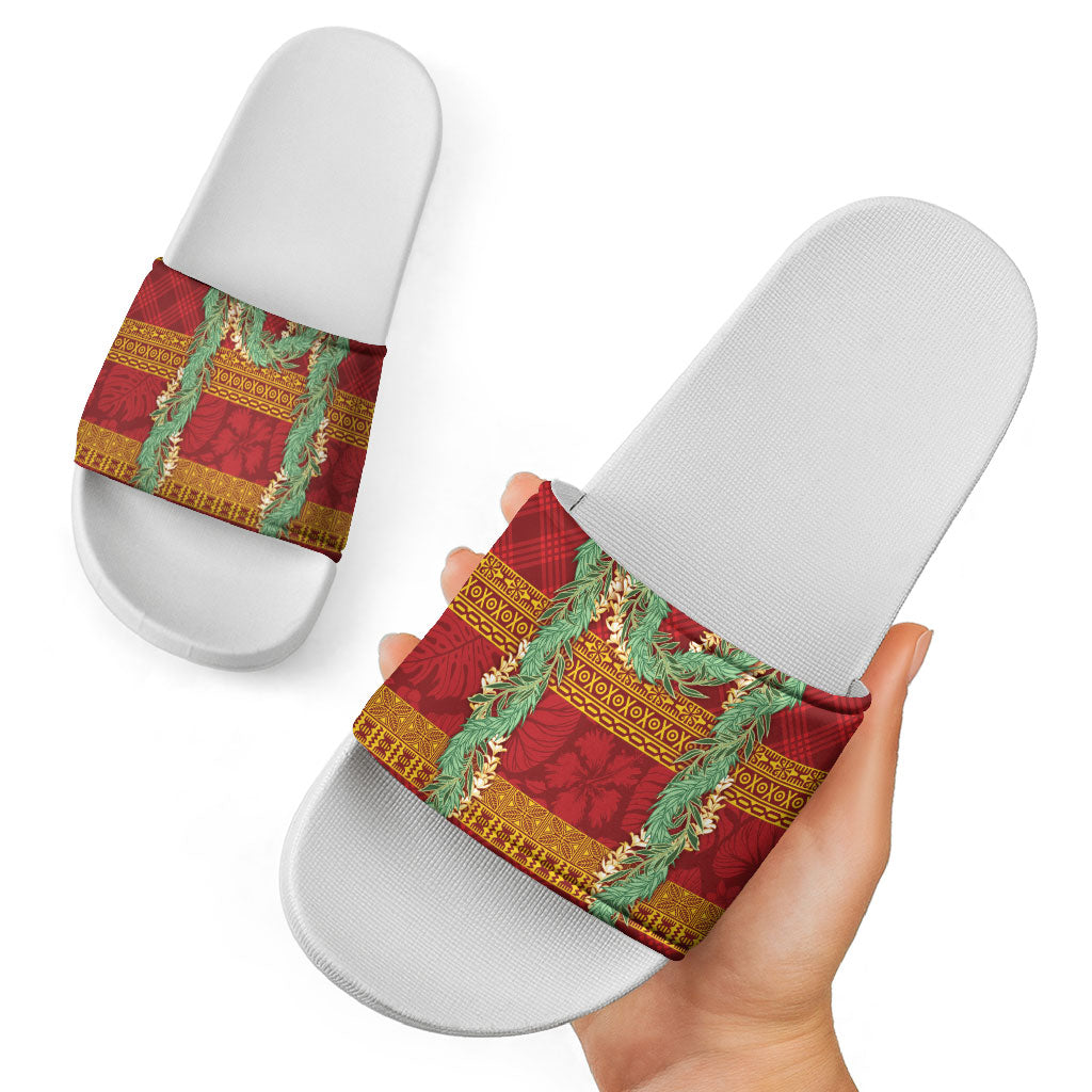 Hawai'i Paniolo Maile Twisted Lei Slide Sandals Hilo Royal Red LT7 - Polynesian Pride