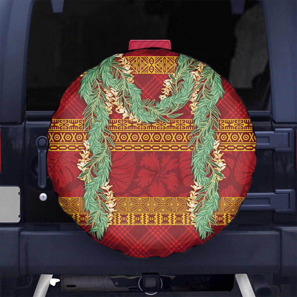 Hawai'i Paniolo Maile Twisted Lei Spare Tire Cover Hilo Royal Red LT7 No hole Red - Polynesian Pride